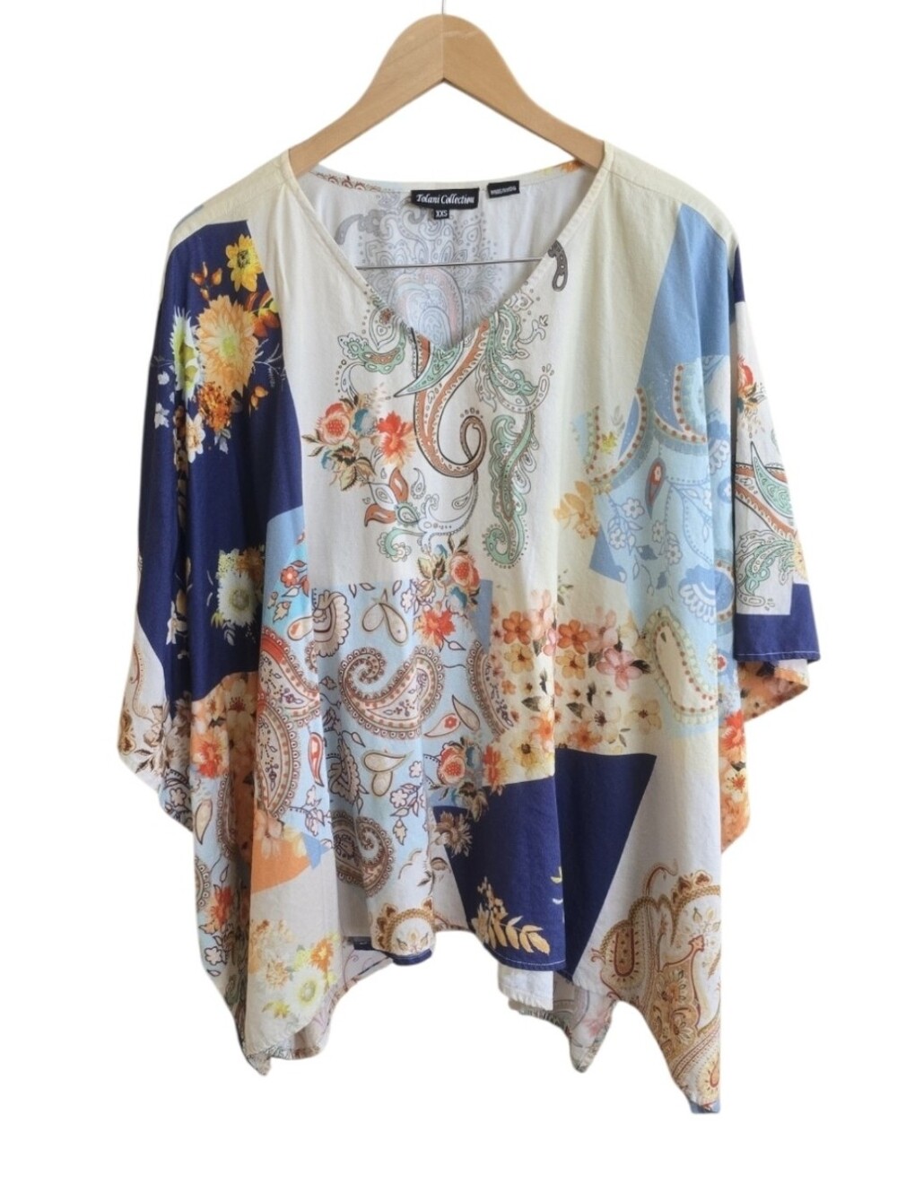 Tolani Collection Paisley Floral Print Woven Kaftan Blouse. Size XXS/Runs Large